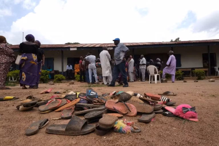 TOPSHOT - The remaining wares of students of Bethel Baptist High School are seen inside the school premises as parent of abducted students wait for the return of their children whom were abducted by gunmen in the Chikun Local Government Area of Kaduna state, northwest Nigeria on July 14, 2021. - The girls are just two of the more than 100 Nigerian children snatched from Bethel Baptist High School nearly three weeks ago, herded by gunmen into the forests after a kidnapping raid on their dormitories.The July 5 attack in Nigeria's northwest Kaduna state was just the latest mass abduction at a school or college as kidnap gangs seeking quick ransoms zero in on soft target of young students. Armed kidnappings for ransom along highways, and from homes and businesses now make almost daily newspaper headlines in Africa's most populous country. (Photo by Kola Sulaimon / AFP)