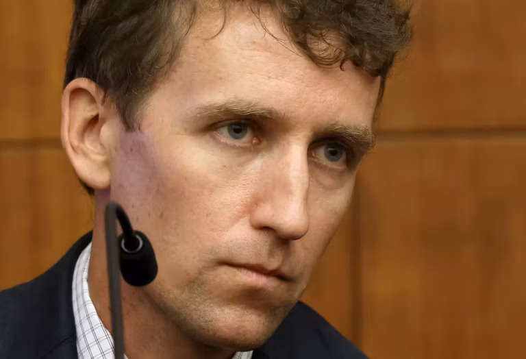 Patrick Clancy on the stand. The Lindsay Clancy murder trial is held at Plymouth Superior Court in Plymouth on July 29, 2026.