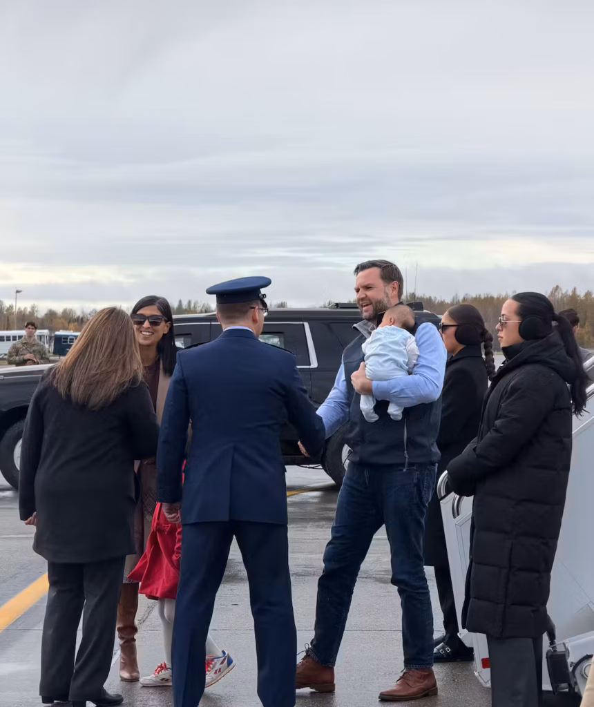 JD Vance and his family arrive in Alaska. Photo: Mary Margaret Olohan for The Daily Wire.