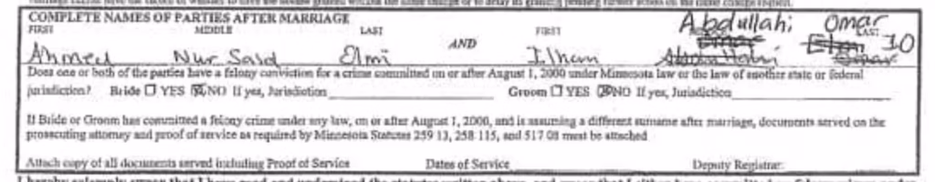 Ilhan marriage certificate