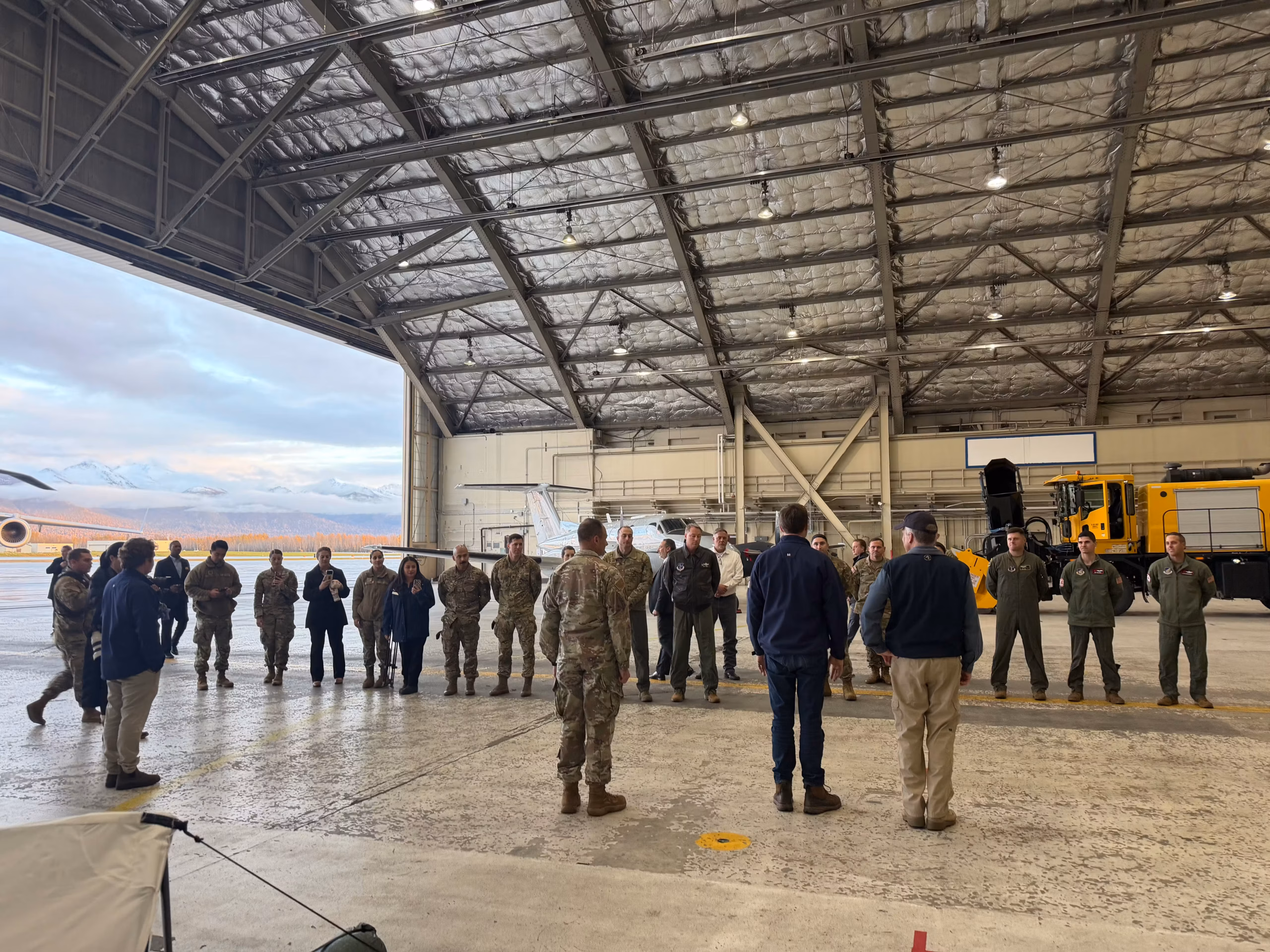 Vice President JD Vance speaks to American troops at Elmendorf Airforce Base in Anchorage, Alaska. Photo: Mary Margaret Olohan for The Daily Wire.