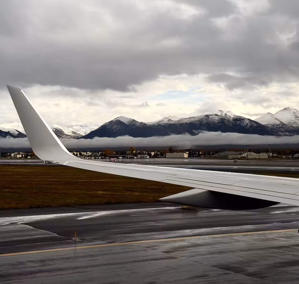 Air Force Two lands in Anchorage, Alaska at Elmendorf Airforce Base. Photo: Mary Margaret Olohan for The Daily Wire.
